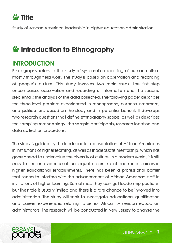 example of ethnography essay